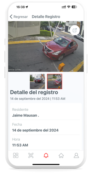 Vista de los detalles del registro para el control de acceso para fraccionamientos de controlpass mexico